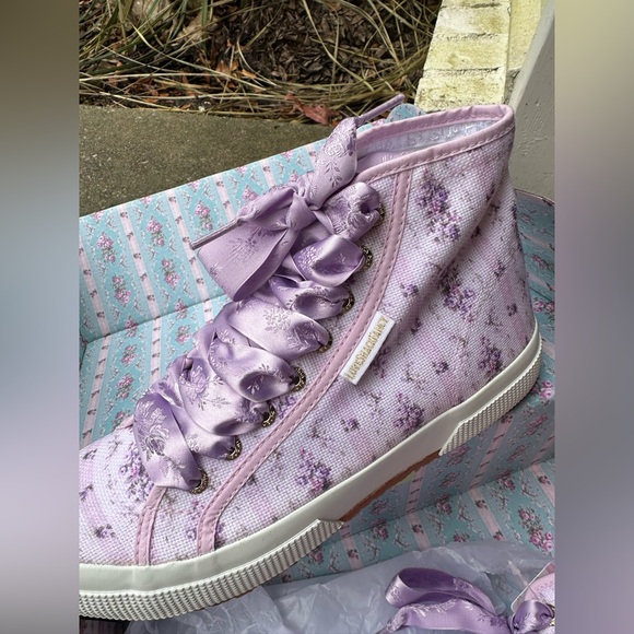 LoveShackFancy x Superga Hightop Purple Sneakers - Picture 6 of 7
